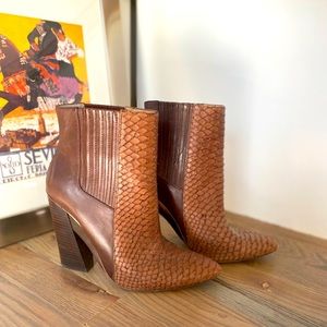BCBG MAX AZRIA Runway Brown Leather Booties - 8.5